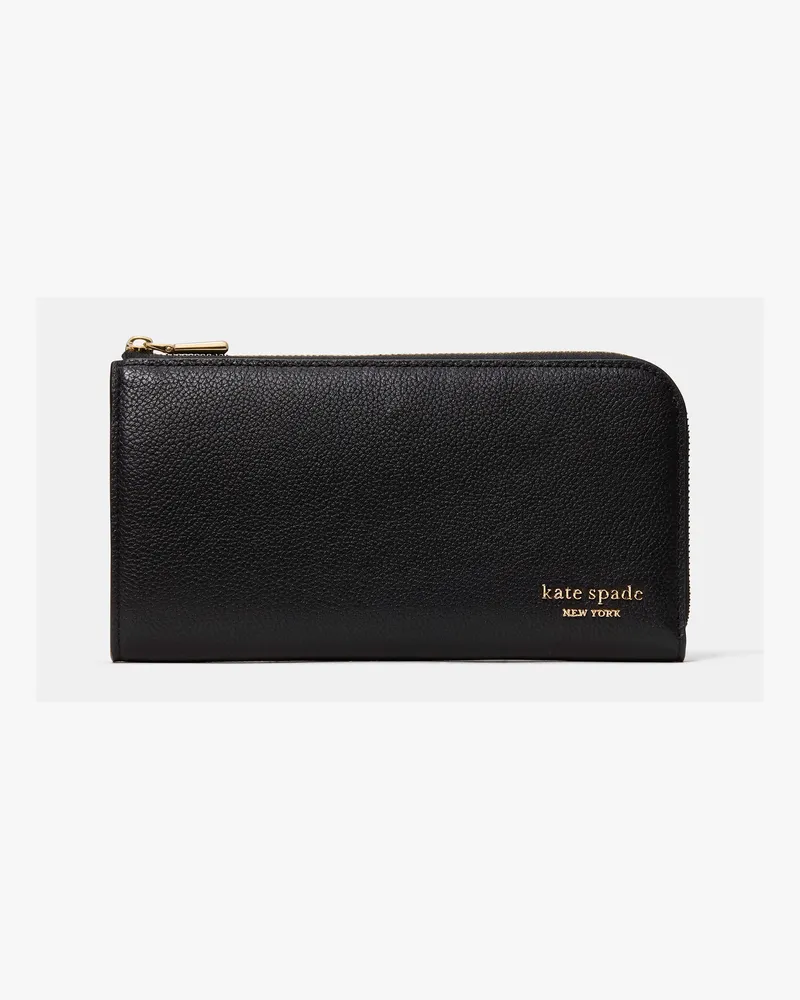 Kate Spade Devin Portemonnaie Aus Genarbtem Leder Im Querformat Mit Rundumreißverschluss Black