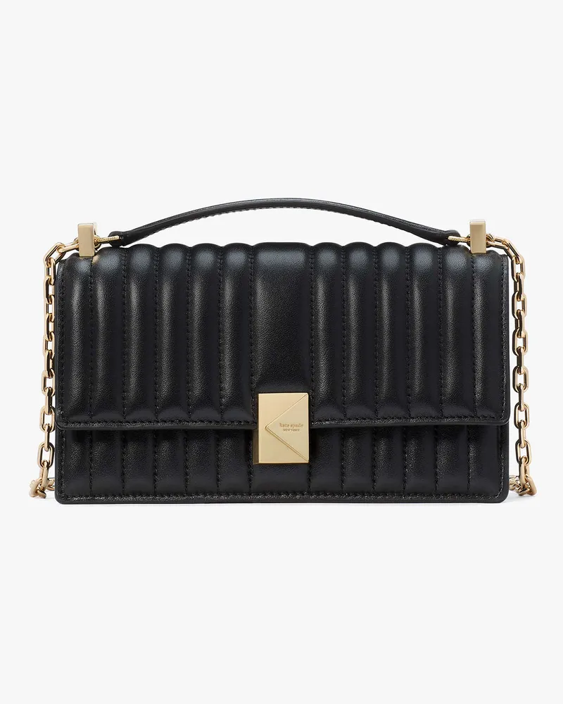 Kate Spade Deco Umhängetasche Umschlag Und Kette, Steppmuster, Extraklein Black