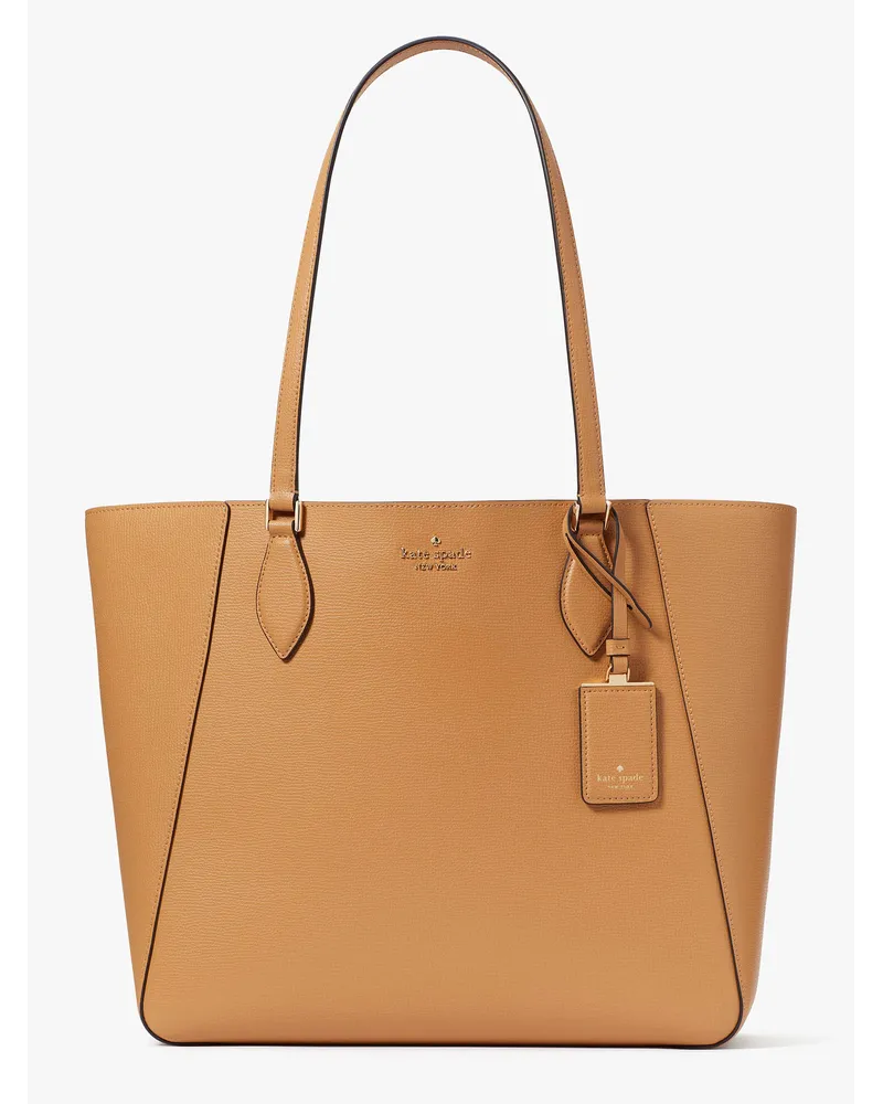 Kate Spade Poppy Tote-Bag aus edlem, genarbten Leder, offen Tiramisu