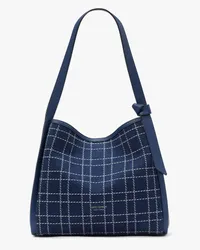 Kate Spade Knott Schultertasche aus Denim mit Karo-Muster, groß Indigo