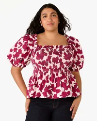 Kate Spade Rosy Florets Top mit Puffärmeln Light