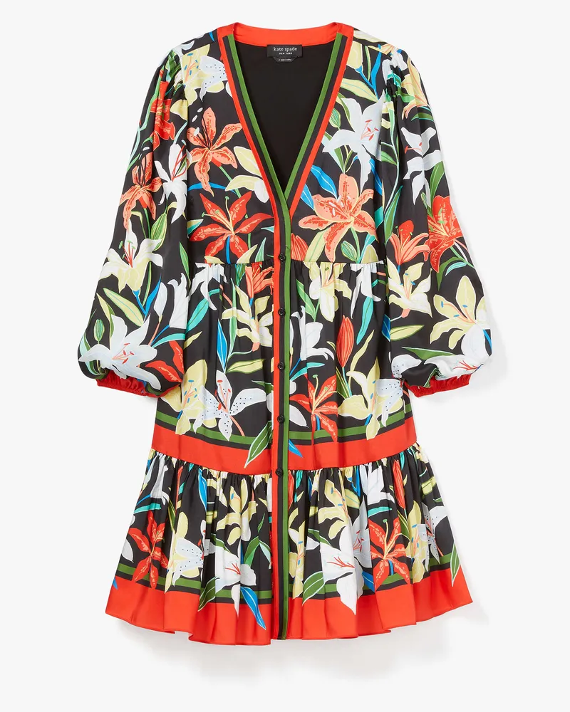 Kate Spade Summer Lilies Kleid Aus Twill Multicolor