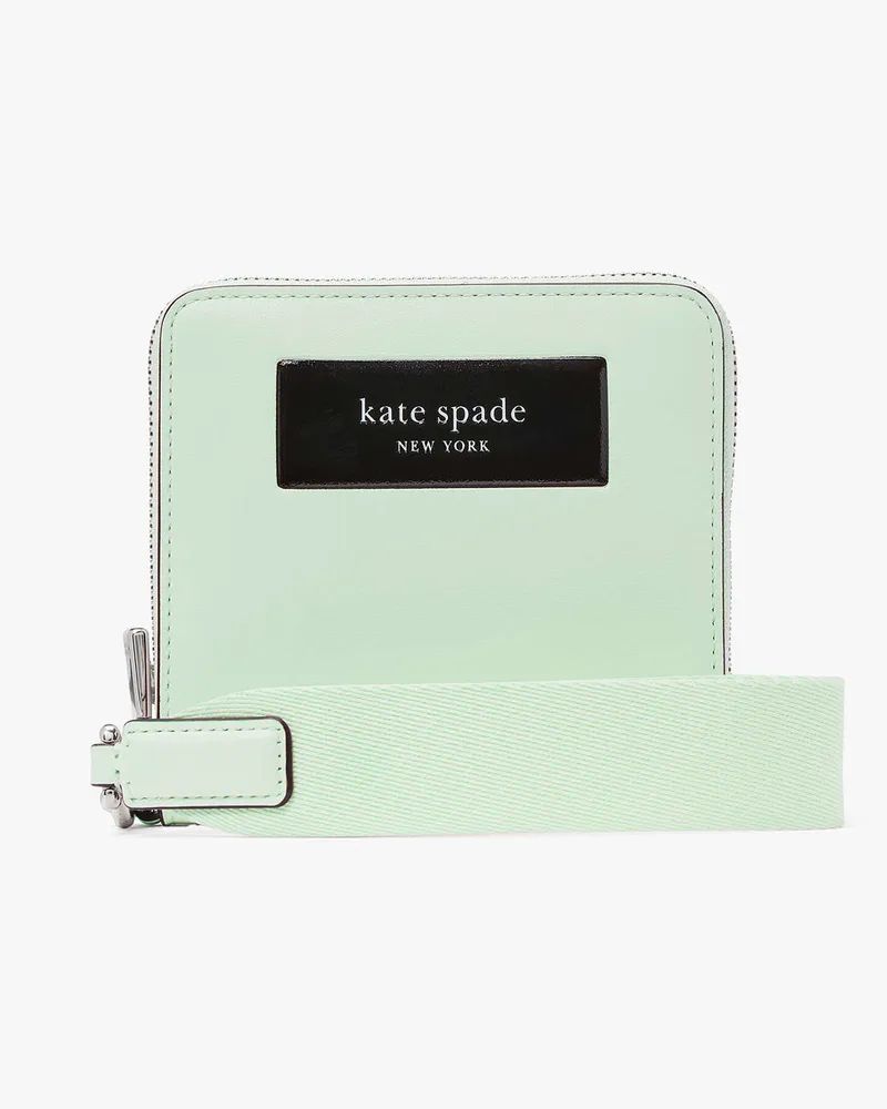 Kate Spade Label Tasche Mit Handschlaufe, Klein, Kompakt, Gewebt Pistachio