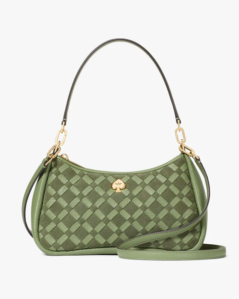 Kate Spade Kayla Woven Schultertasche Aus Leder, Wandelbar, Klein Cedar