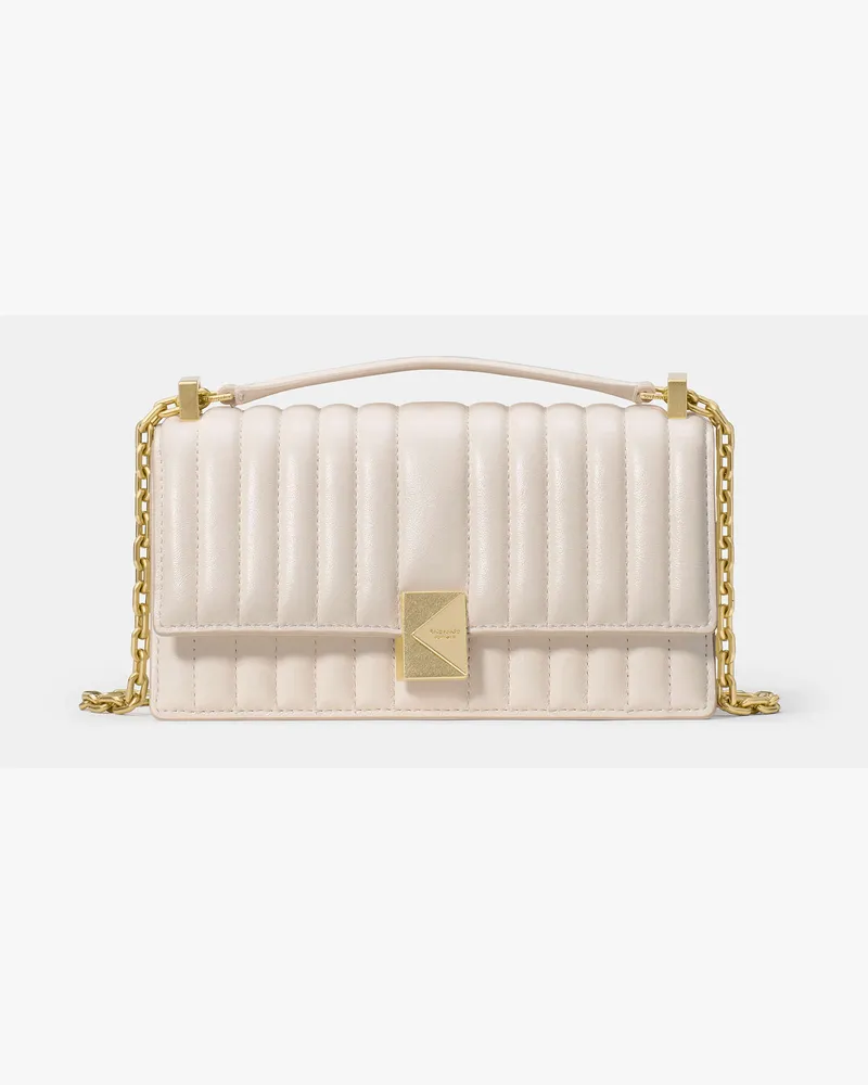 Kate Spade Deco Umhängetasche Umschlag Und Kette, Steppmuster, Extraklein Cashew