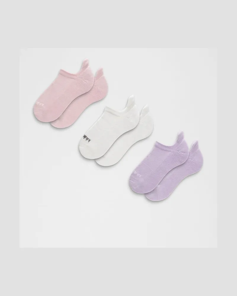 LULULEMON Daily Essential Socken mit Knöchelschutz Unisex 3er-Pack – Größe in Blissful Pink/White/Sheer Violet Blissful