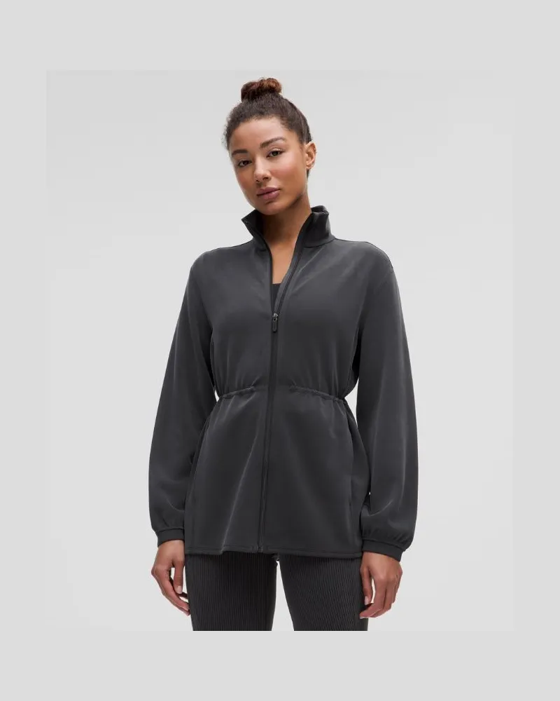 LULULEMON Softstreme Jacke mit Kordelzug in der Taille und durchgehendem Reißverschluss für Frauen – Größe in Black Black