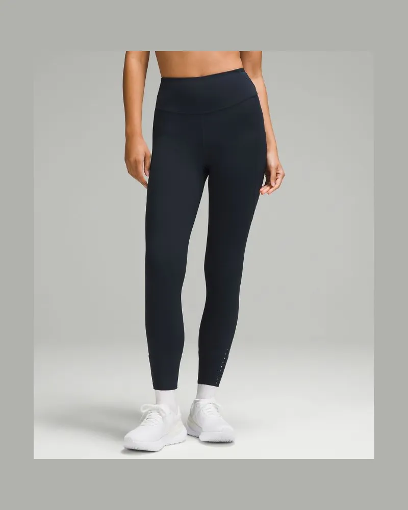 LULULEMON Fast and Free Leggings mit hohem Bund 5 Taschen für Frauen – 64 cm – Größe in True Navy True