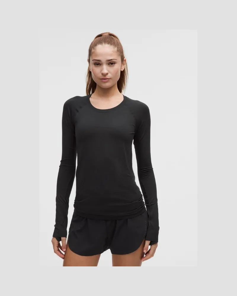 LULULEMON Swiftly Tech Langarmshirt 2.0 Hüftlänge für Frauen – Größe in Black Black
