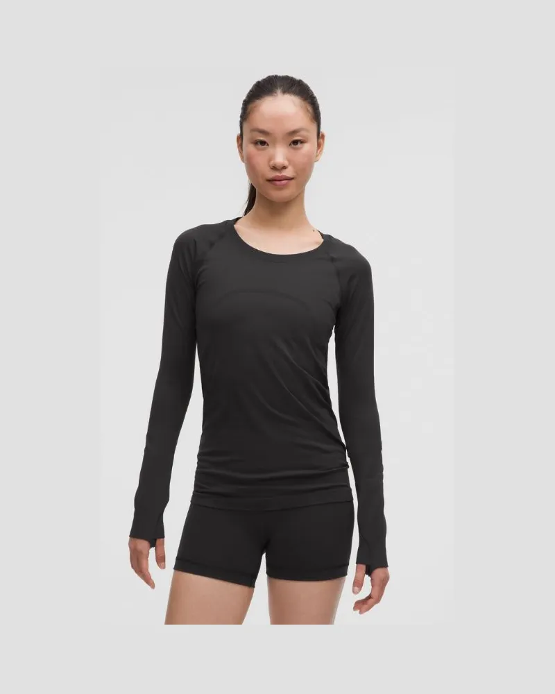 LULULEMON Swiftly Tech Langarmshirt 2.0 Hüftlänge für Frauen – Größe in Black Black
