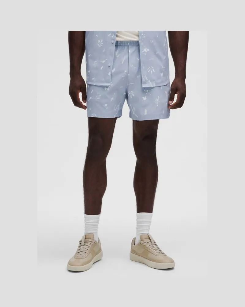 LULULEMON ABC Pull-on-Shorts aus für Männer – 13 cm – Größe in Sun Stamp Blue Linen Multi Sun
