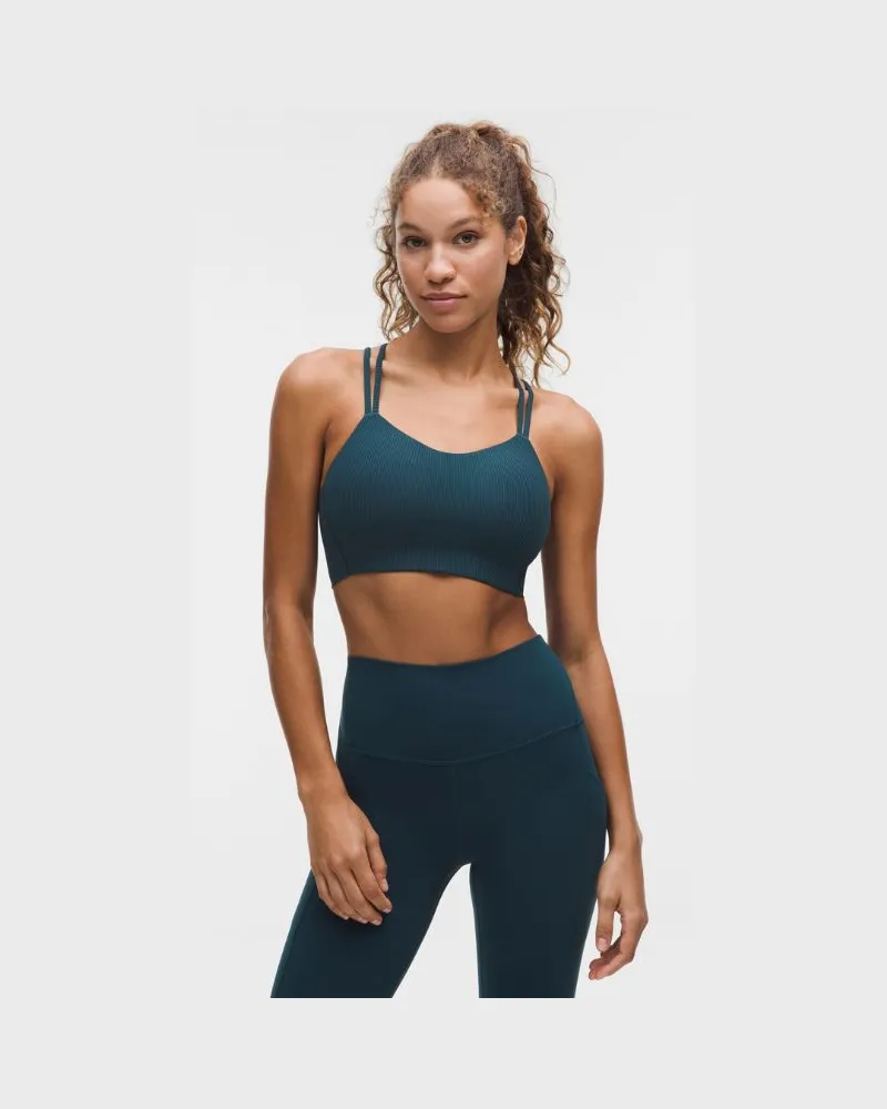 LULULEMON Like a Cloud Gerippter Longline-BH leichter Halt B/C Cups für Frauen – Größe in Indochine Blue Indochine