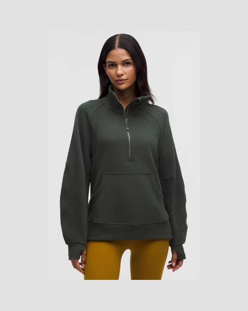 LULULEMON Scuba Oversized-Pullover mit Trichterkragen und halblangem Reißverschluss Lang für Frauen – Größe in Rainforest Green Rainforest