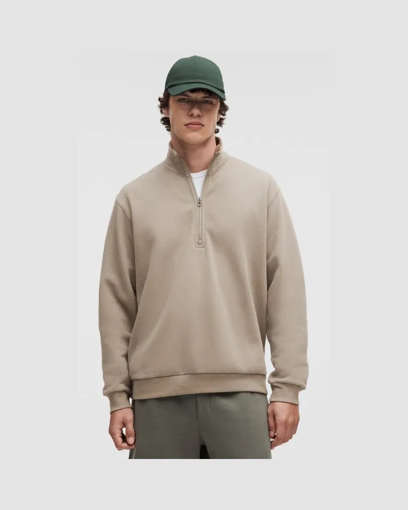 LULULEMON Steady State Sweater mit halblangem Reißverschluss für Männer – Khaki – Größe Warm