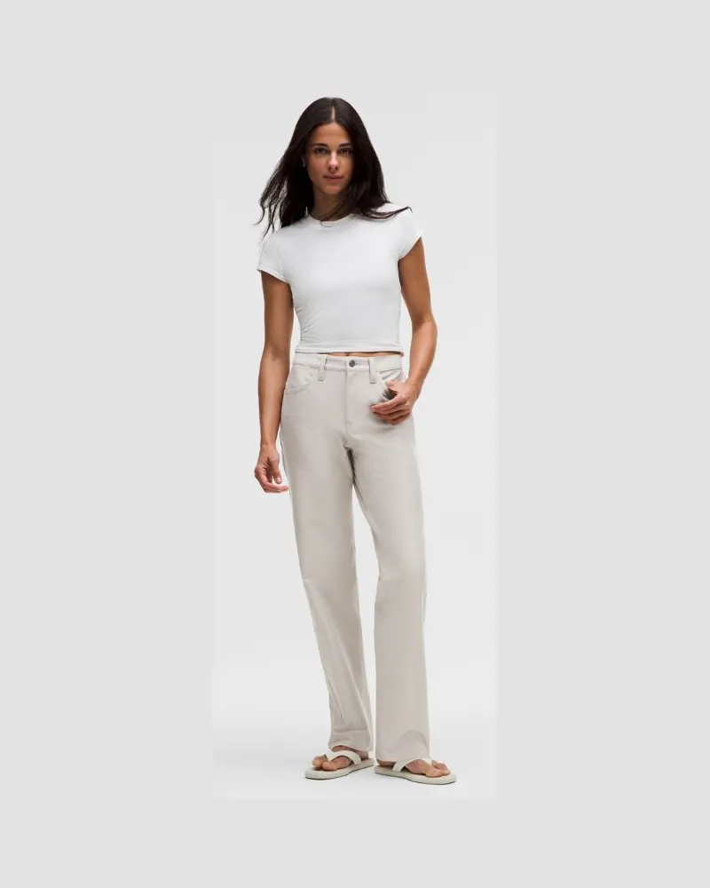 LULULEMON EasyFive Hose mit mittelhohem Bund und geradem Bein im Relaxed Fit Standard für Frauen – Khaki – Größe Downtown