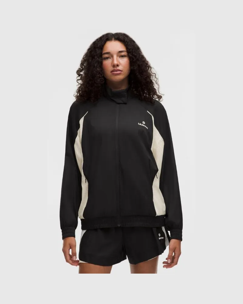 LULULEMON License to Train Texturierte Nylonjacke für Frauen – Größe in Schwarz/Light Ivory Schwarz