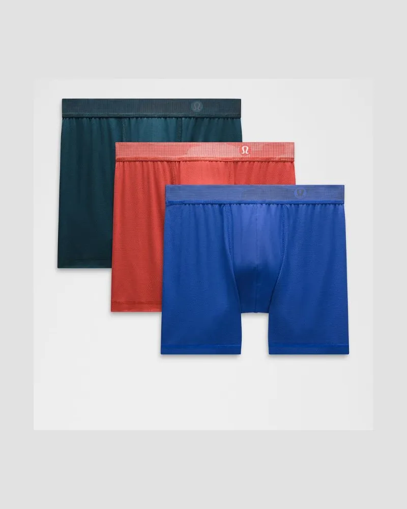 LULULEMON Always In Motion Boxershorts 3er-Pack für Männer – 13 cm – Größe in Indochine Blue/Riverside/Dare Devil Indochine