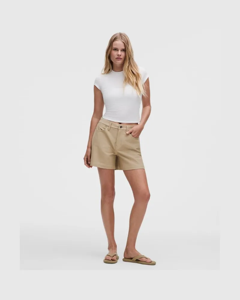 LULULEMON EasyFive Shorts mit mittelhohem Bund für Frauen – 11 cm – Khaki – Größe Wacky