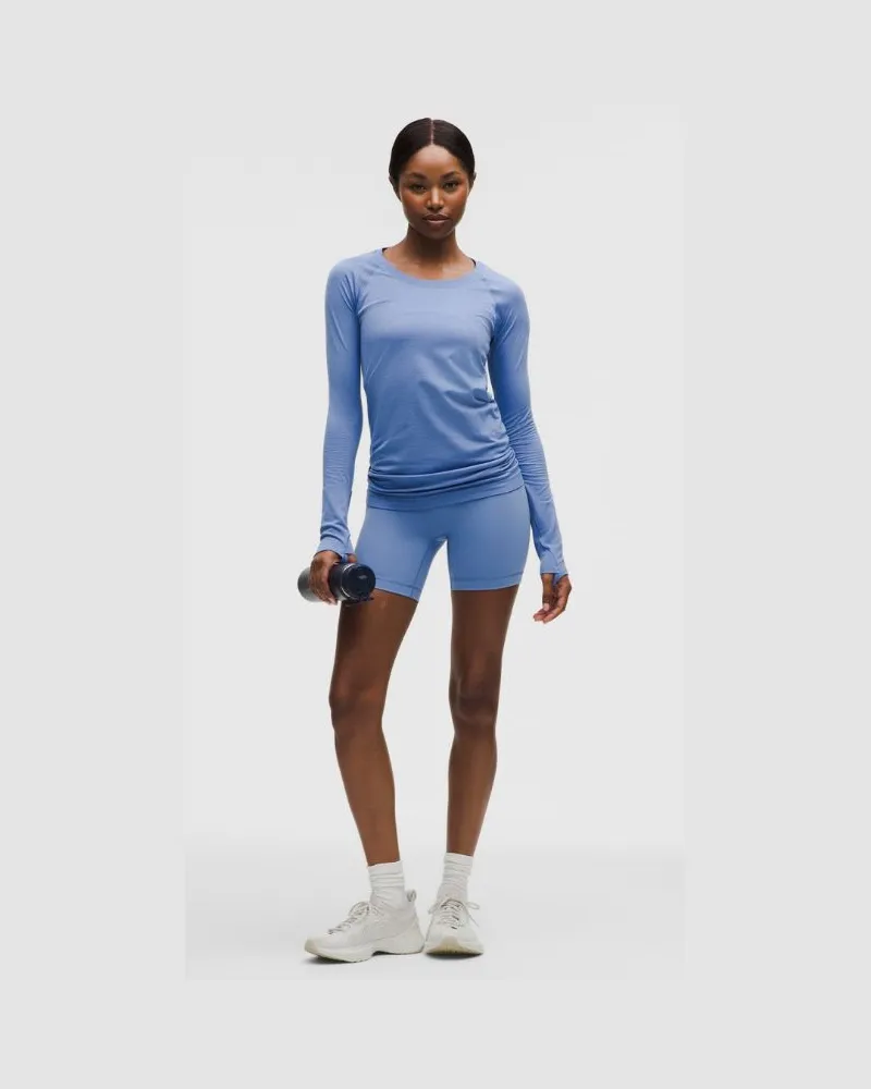 LULULEMON Wunder Train No Line Shorts mit hohem Bund für Frauen – 15 cm – Größe in Prep Blue Prep