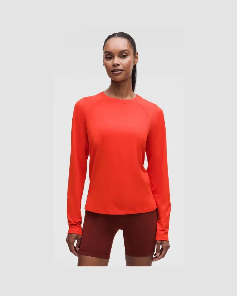 LULULEMON License to Train Langarmshirt im Classic Fit für Frauen – Größe in Cherry Ember/Cranberry Charm Cherry