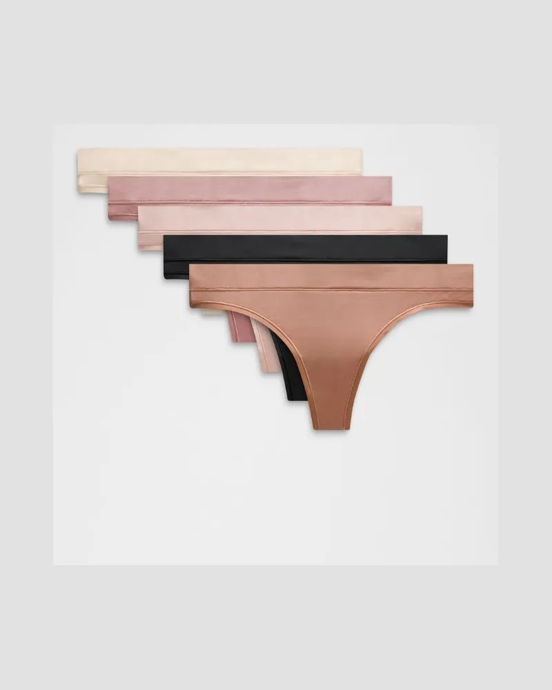LULULEMON UnderEase String mit mittelhohem Bund 5er-Pack für Frauen – Größe in Black/Twilight Rose/Misty Shell Black