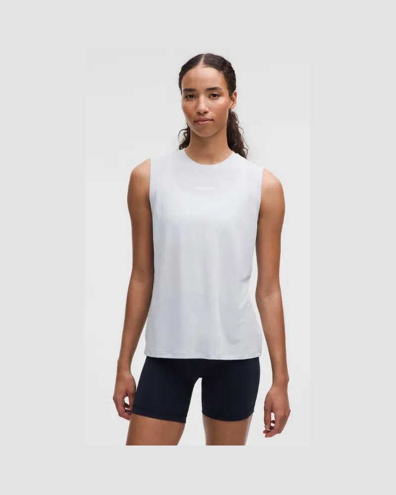 LULULEMON Muscle-Trainingstanktop aus Jersey Logo für Frauen – Größe in Starch Blue Starch