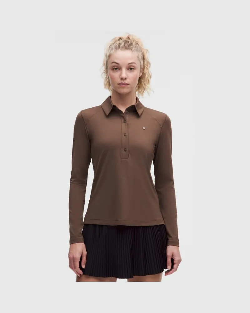 LULULEMON Quick-Dry Long-Sleeve Polo Shirt Straight Hem für Frauen – Größe in Pinecone Pinecone