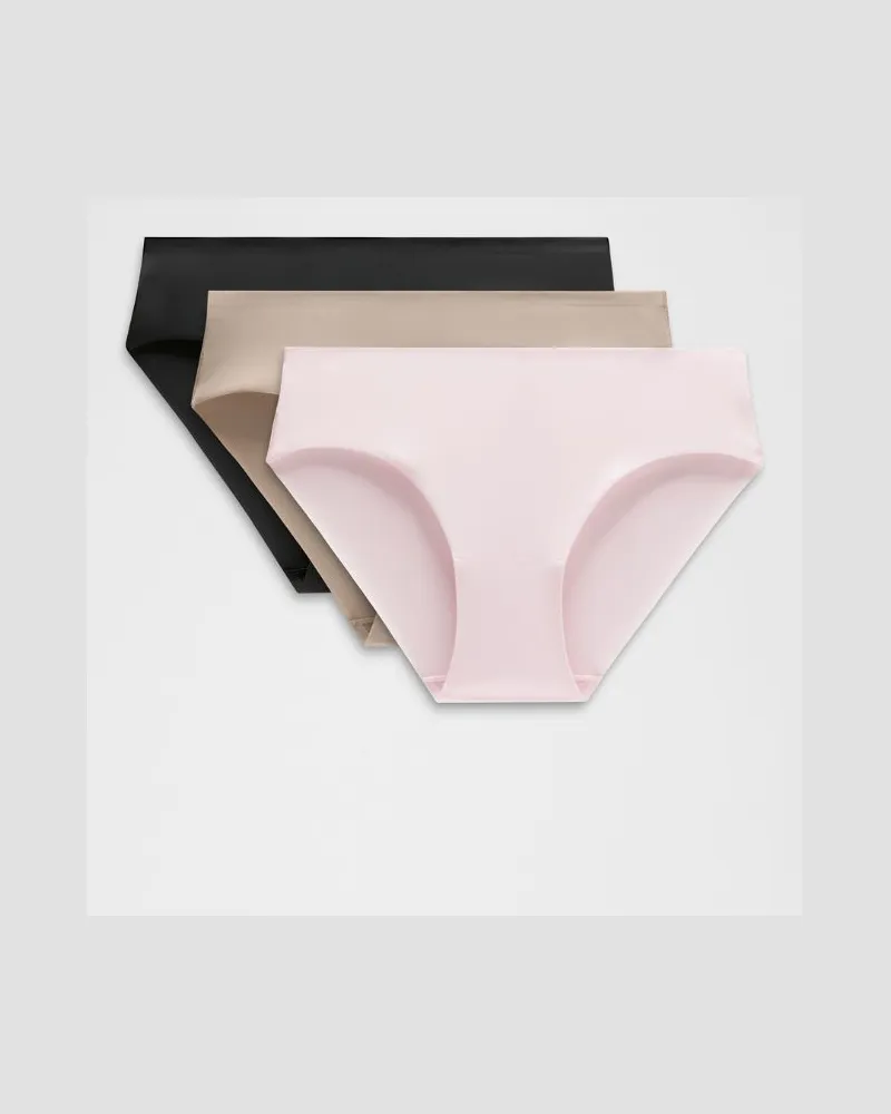 LULULEMON InvisiWear Bikini-Unterwäsche mit mittelhohem Bund 3er-Pack für Frauen – Größe in Black/Nutmeg/Blissful Pink Black
