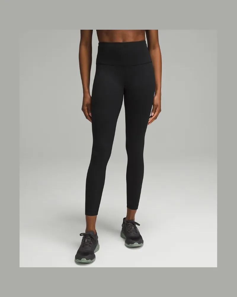 LULULEMON Wunder Train Leggings aus geripptem Material mit hohem Bund für Frauen – 64 cm – Größe in Schwarz Schwarz