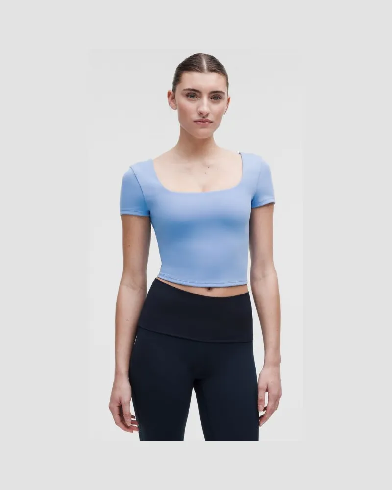 LULULEMON Wunder Under SmoothCover T-Shirt mit eckigem Ausschnitt für Frauen – Größe in Pool Party Pool