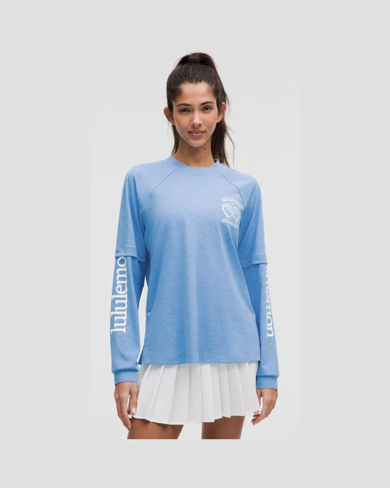 LULULEMON Langarm-T-Shirt im Lagenlook Tennis Club für Frauen – Größe in Pool Party/White Pool
