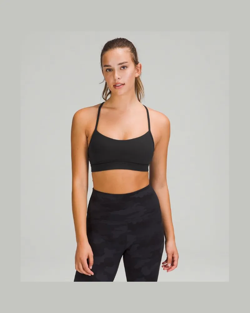 LULULEMON Flow Y BH Nulu Leichter Halt A/C-Cups für Frauen – Größe in Black Black