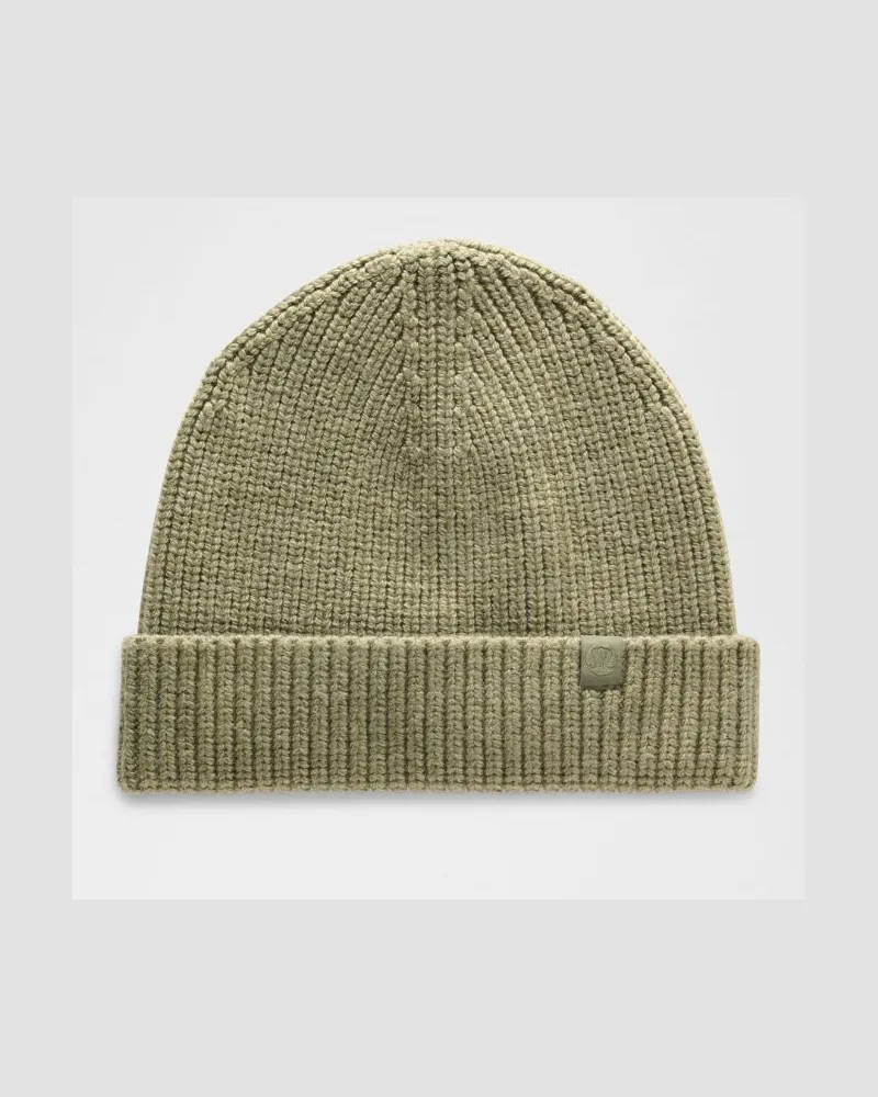 LULULEMON Enganliegende Rippstrickmütze aus Wollgemisch in Heathered Bay Leaf Heathered