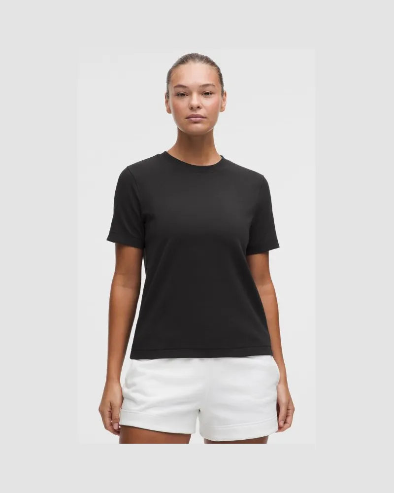 LULULEMON The Classic-T-Shirt aus geripptem Material für Frauen – Größe in Schwarz Schwarz