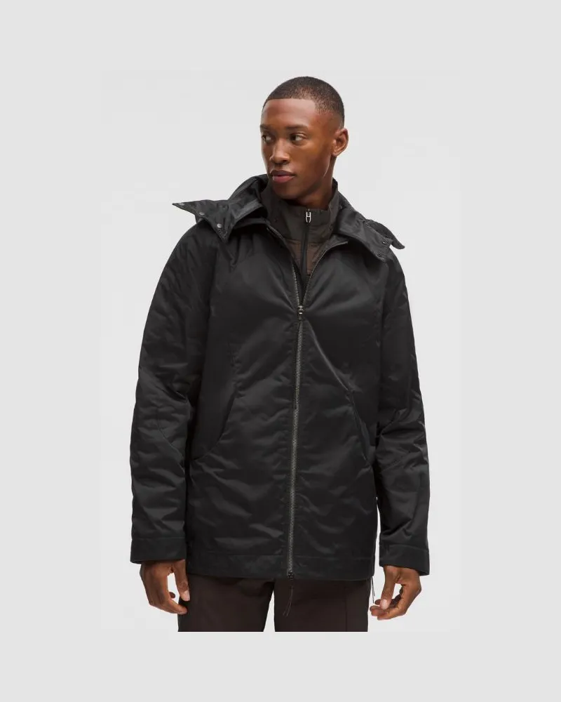 LULULEMON Taft-Jacke mit Kragen und abnehmbarer Kapuze SLNSH Kollektion für Männer – Größe in Black Black
