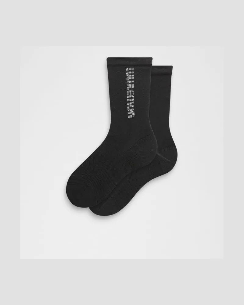 LULULEMON Unisex Power Stride Crew Socks Run Graphic – Größe in Black/White Black