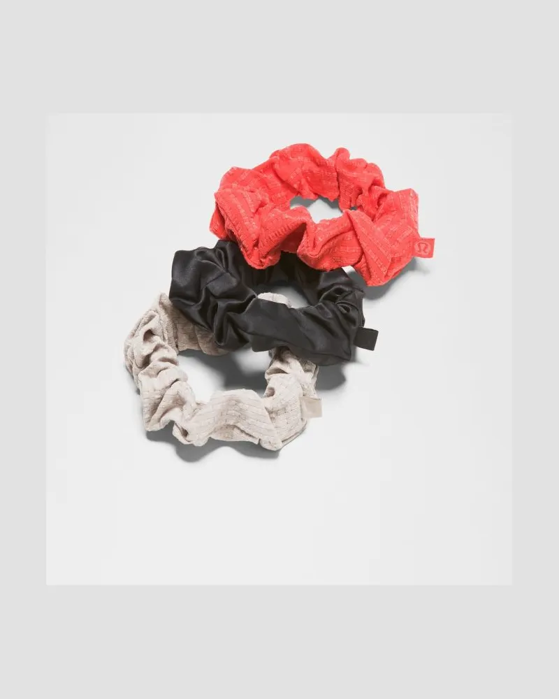 LULULEMON Uplifting Scrunchies im 3er-Pack mit Seersucker-Struktur in Star Burst Tone/Graphite Grey/Downtown Tan Star