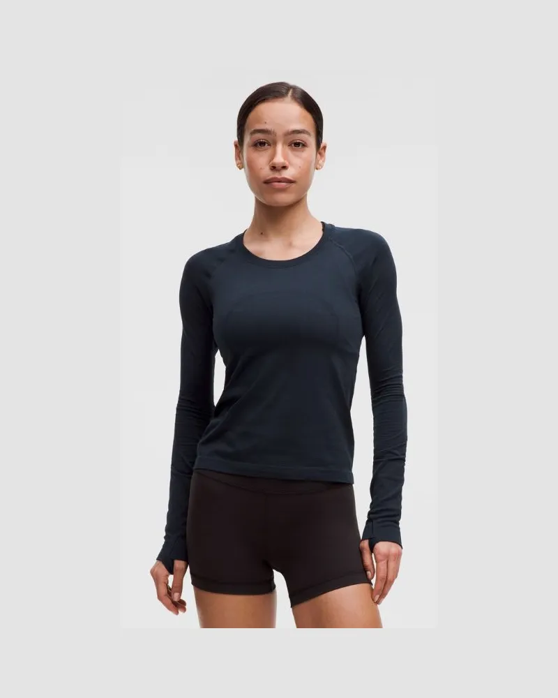 LULULEMON Swiftly Tech Langarmshirt 2.0 Taillenlänge für Frauen – Größe in True Navy True