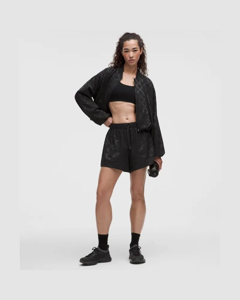 LULULEMON Satin-Trainingsshorts mit Monogramm-Muster für Frauen – 10 cm – Größe in Square Diamond Max Jacquard Black Square
