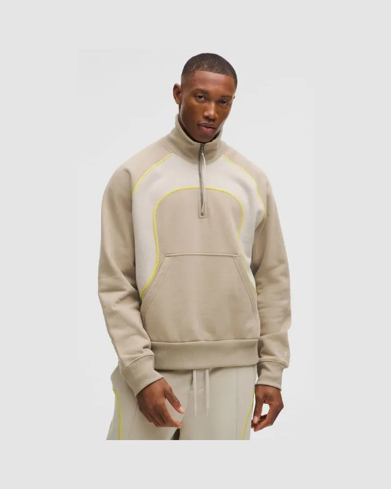 LULULEMON Pullover aus schwerem French-Terry mit kurzem Reißverschluss SLNSH Kollektion für Männer – Größe in Sheer Oak/Mojave Tan Sheer
