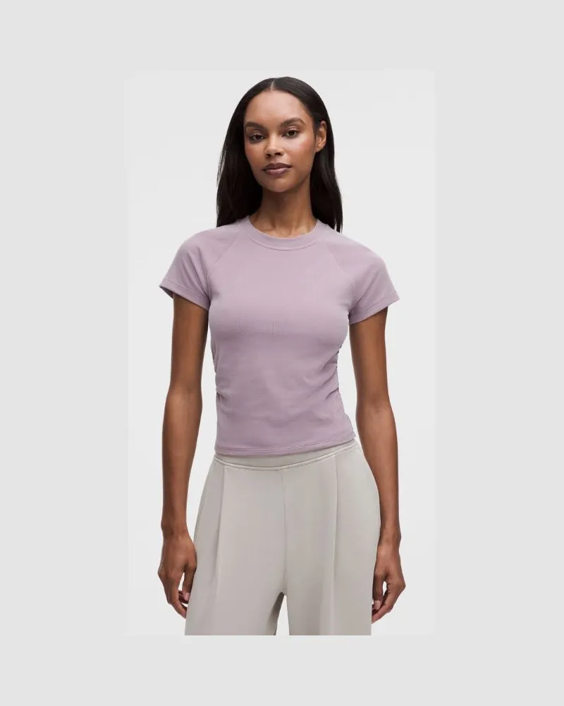 LULULEMON Softstreme Baby-T-Shirt mit Mikrorippen-Struktur für Frauen – Größe in Lotus Lavender Lotus
