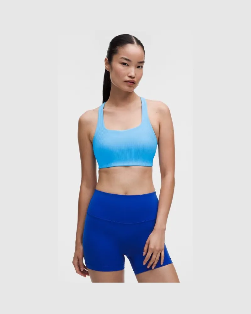 LULULEMON All-Time Hero Gerippter Sport-BH Mittlerer Halt für B/C-Cups für Frauen – Größe in Ocean Wave Ocean
