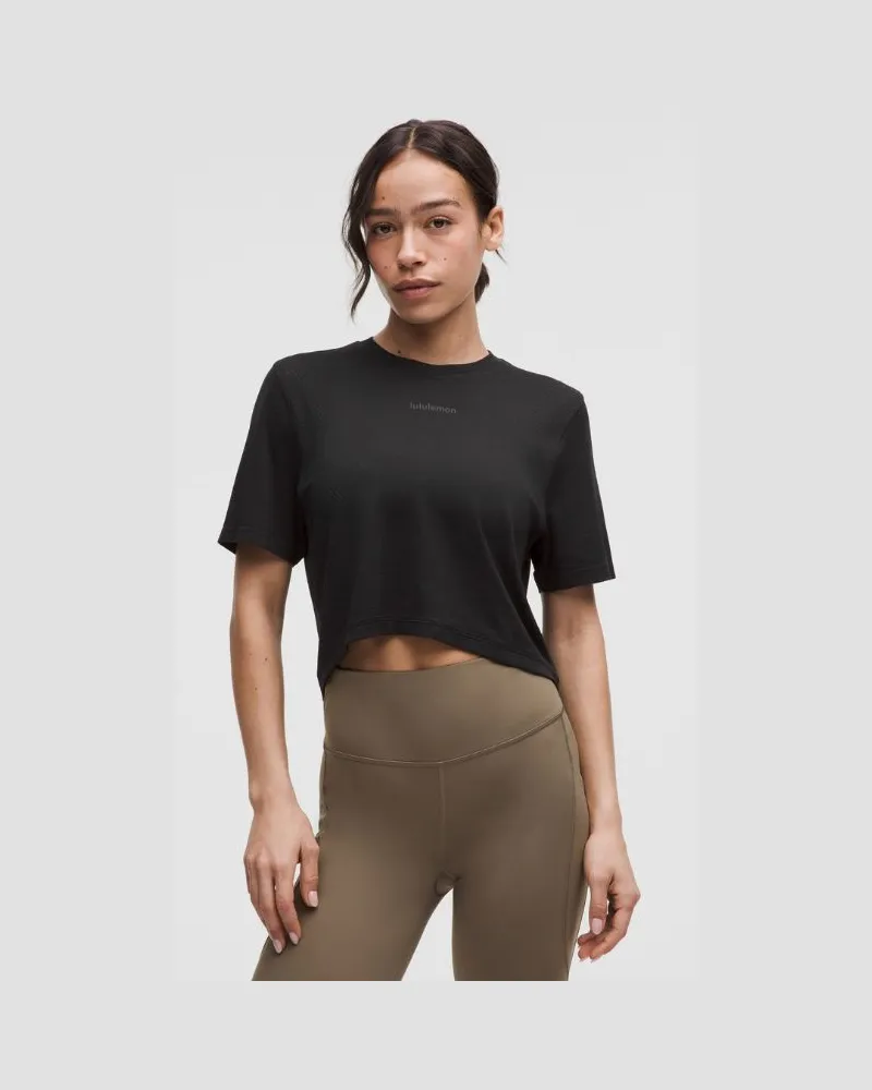 LULULEMON Swiftly Crop-T-Shirt im Oversized Fit für Frauen – Größe in Black Black