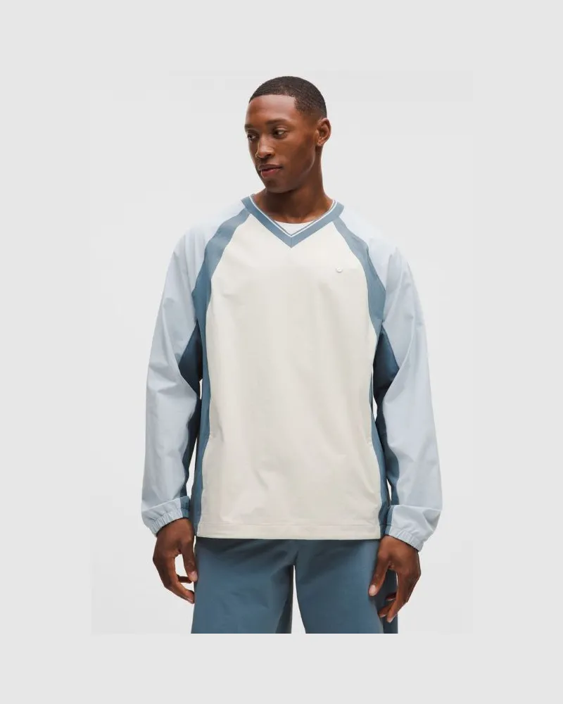LULULEMON Water-Repellent Golf Pullover für Männer – Größe in Light Ivory/Starch Blue/Steel Blue Light