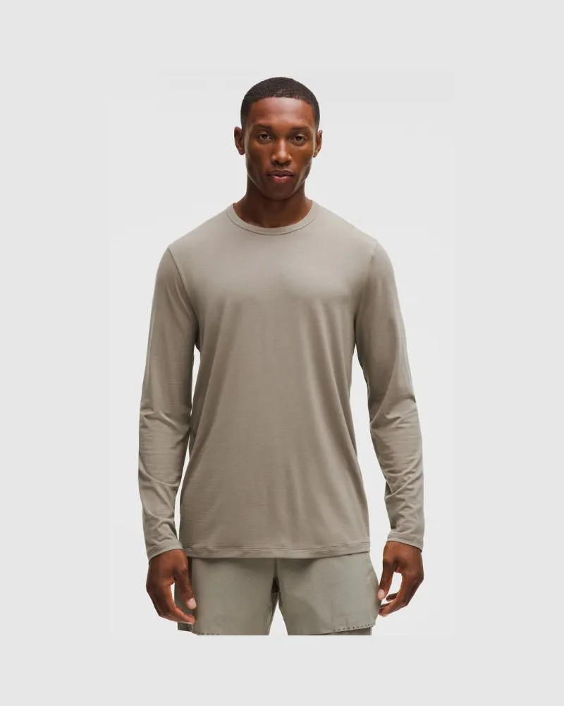 LULULEMON Mile Maker Langarmshirt aus einer für Männer – Merinowollmischung – Khaki – Größe Warm