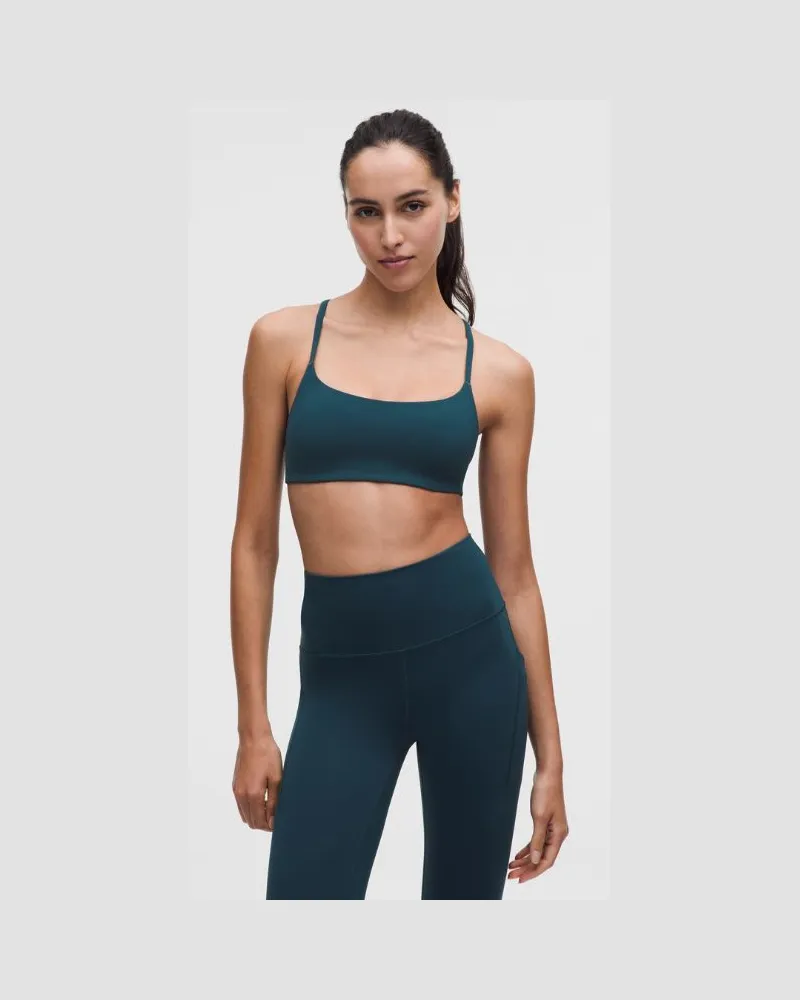 LULULEMON Wunder Train BH mit Racerback-Trägern Leichter Halt A/B-Cups für Frauen – Größe in Indochine Blue Indochine