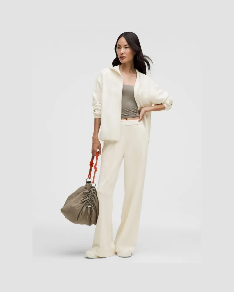 LULULEMON Pintuck-Hose mit hohem Bund und weitem Bein aus gebürstetem Softstreme Normale Länge für Frauen – Größe in Light Ivory Light