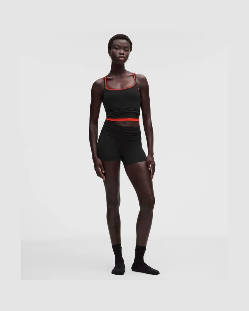 LULULEMON Groove Foldover-Shorts mit mittelhohem Bund für Frauen – 10 cm – Größe in Schwarz Schwarz