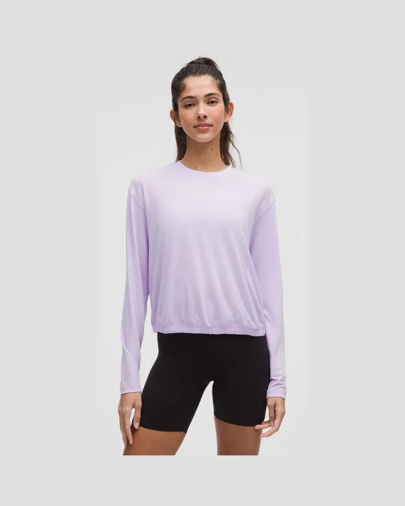 LULULEMON Trainings-Langarmshirt aus Jersey mit elastischem Saum für Frauen – Größe in Lavender Frost Lavender