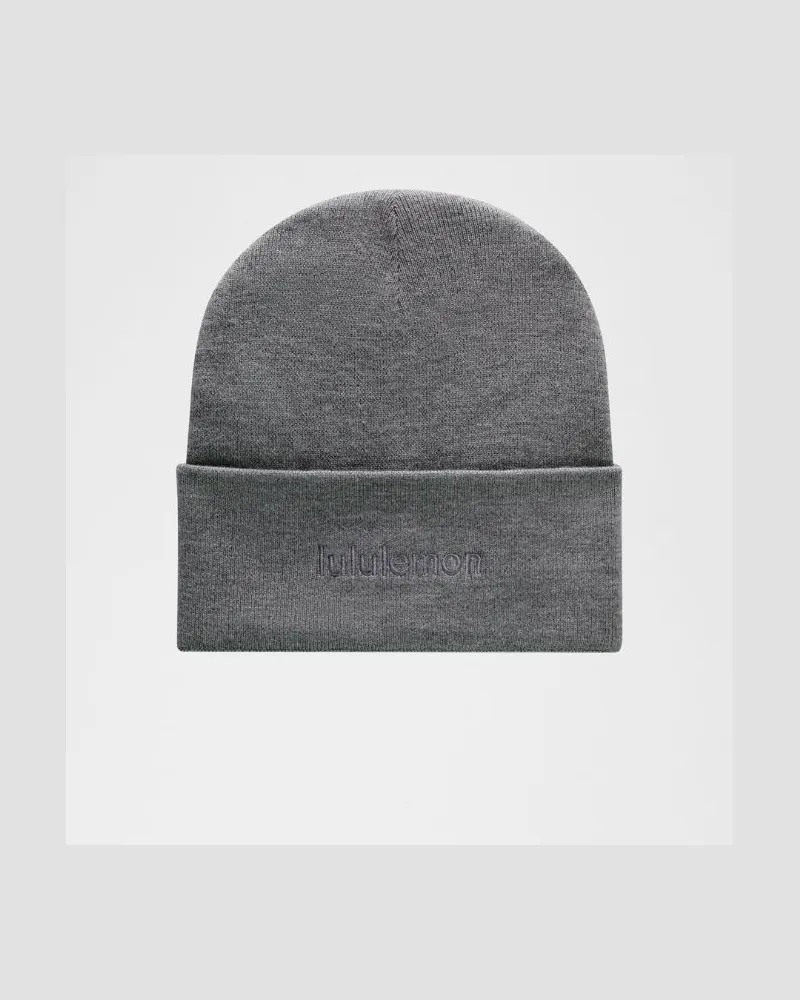 LULULEMON Warm Revelation Mütze Logo in Heathered Asphalt Grey Heathered